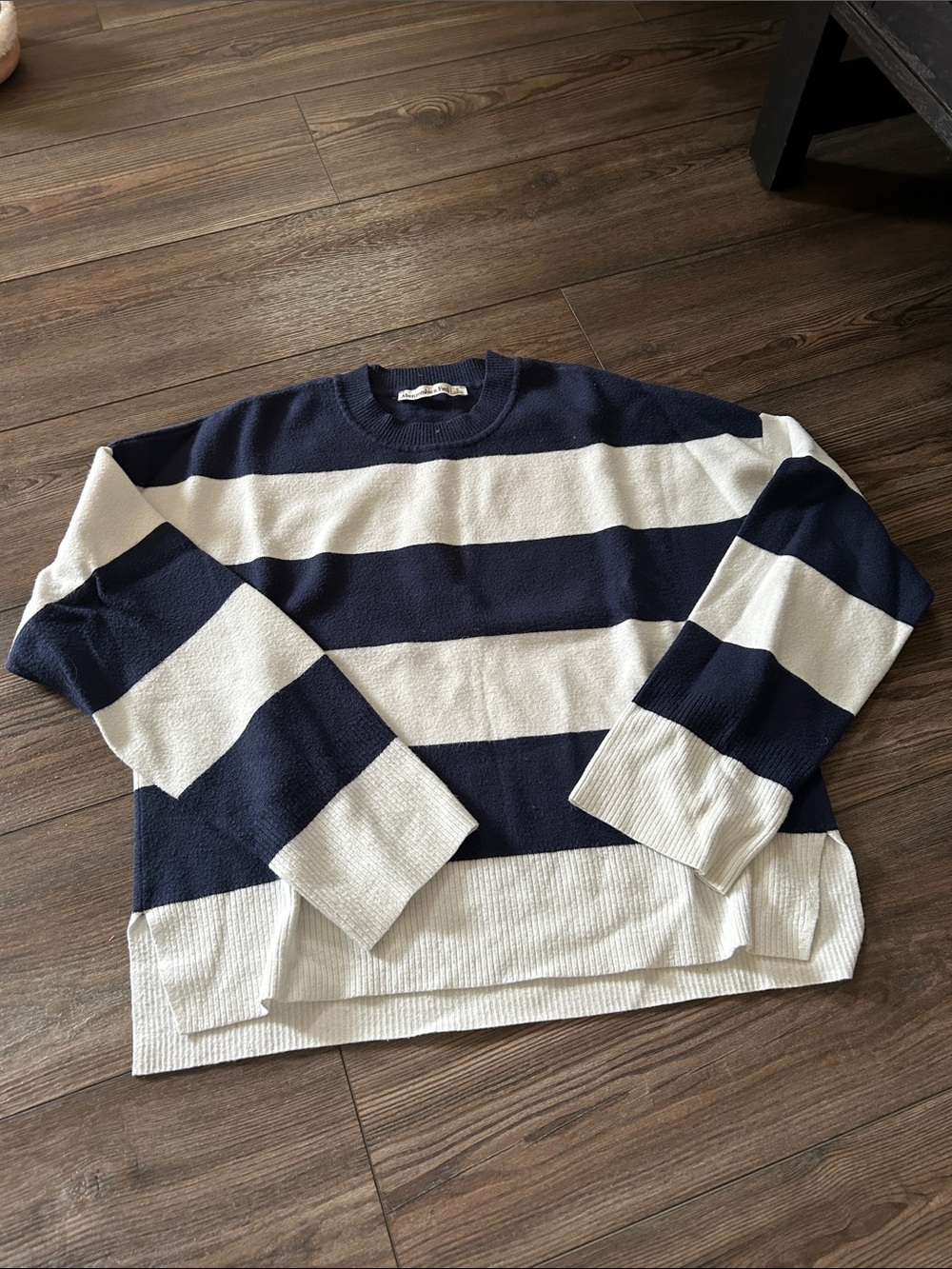 Abercrombie Navy and White Striped Sweater
